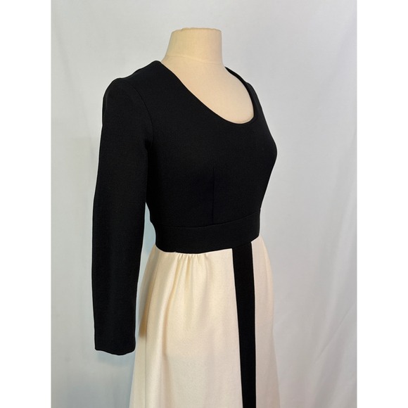Homemade Vintage 70s Womens Black White Mod Maxi Dress, Double Knit, 38 Bust - Picture 3 of 6